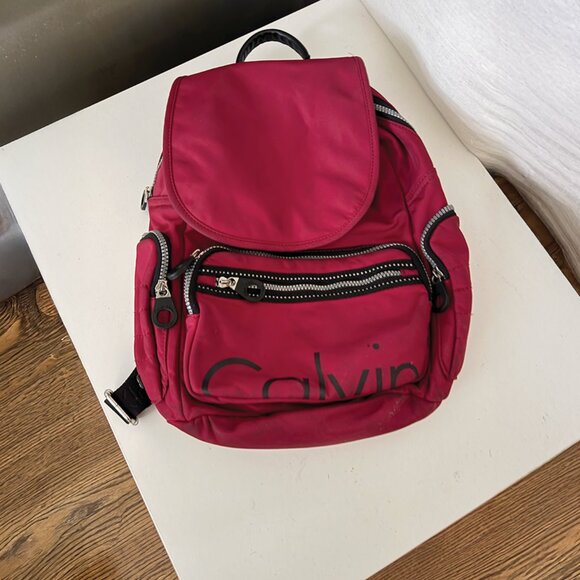 Calvin Klein Small Red Nylon Backpack - Picture 2 of 5